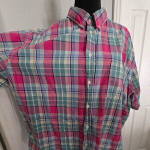 Spring Merona Men's Short Sleeve Button Down Pastel Plaid Shirt Size XXL